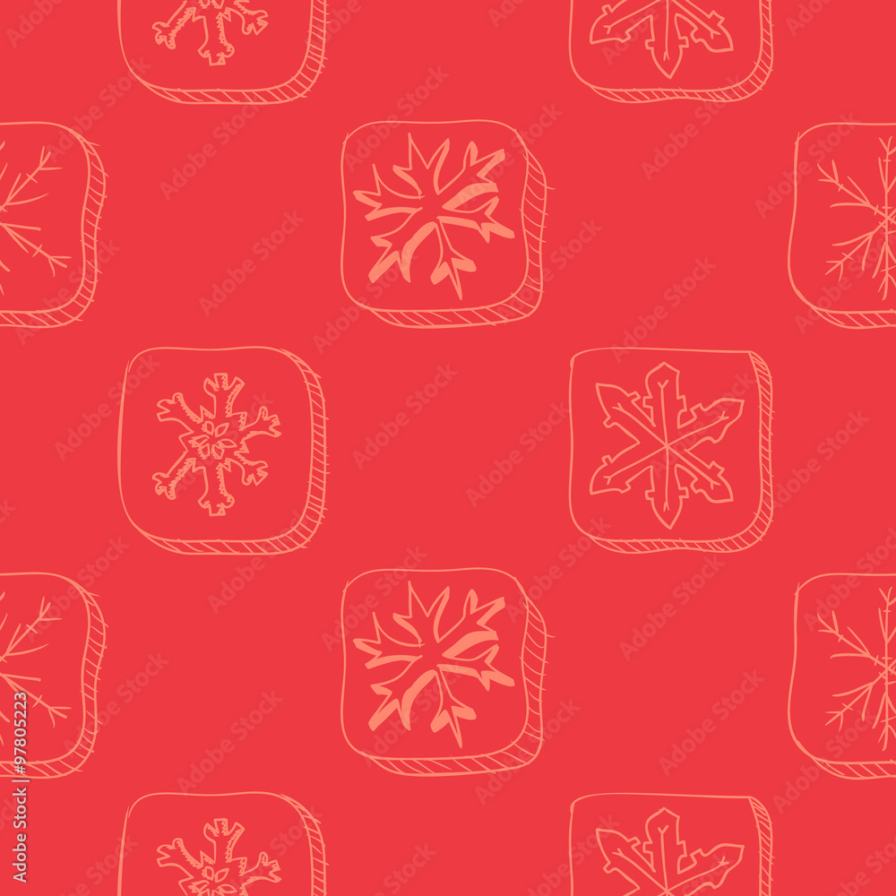 Naklejka premium Christmas pattern with snowflake sketch