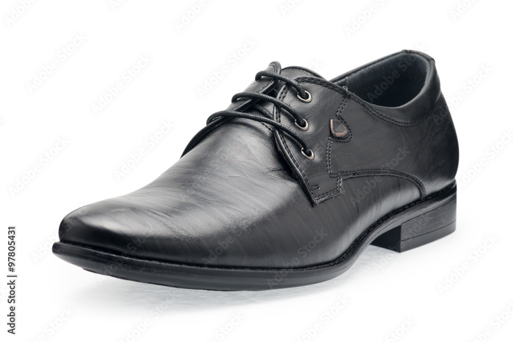 Single of classical black leather shoes for men, with shoelaces Single of classical black leather shoes for men, with shoelaces