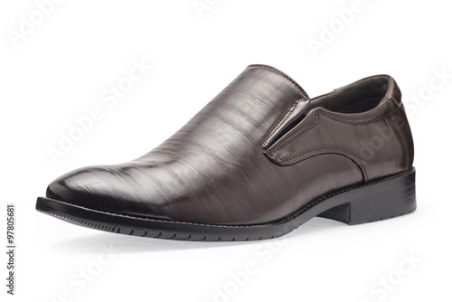 Single of classical brown leather shoes for men, without shoelaces