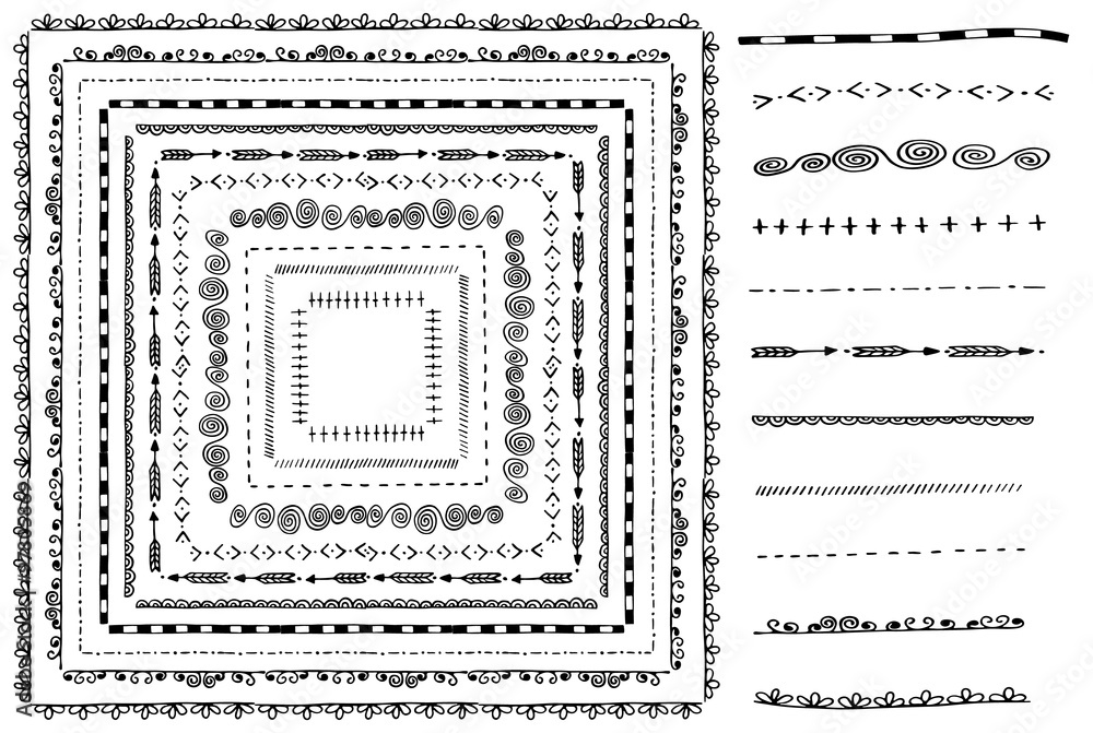 Set of hand drawn brushes Set of hand drawn brushes