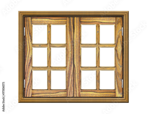 Wooden window isolated on white background