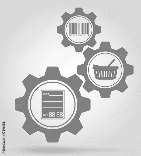 merchandise gear mechanism concept vector illustration