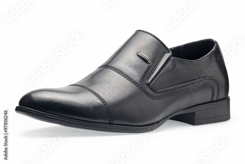 Single of classical black leather shoes for men, without shoelaces