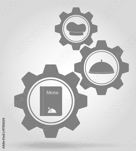 restaurant gear mechanism concept vector illustration
