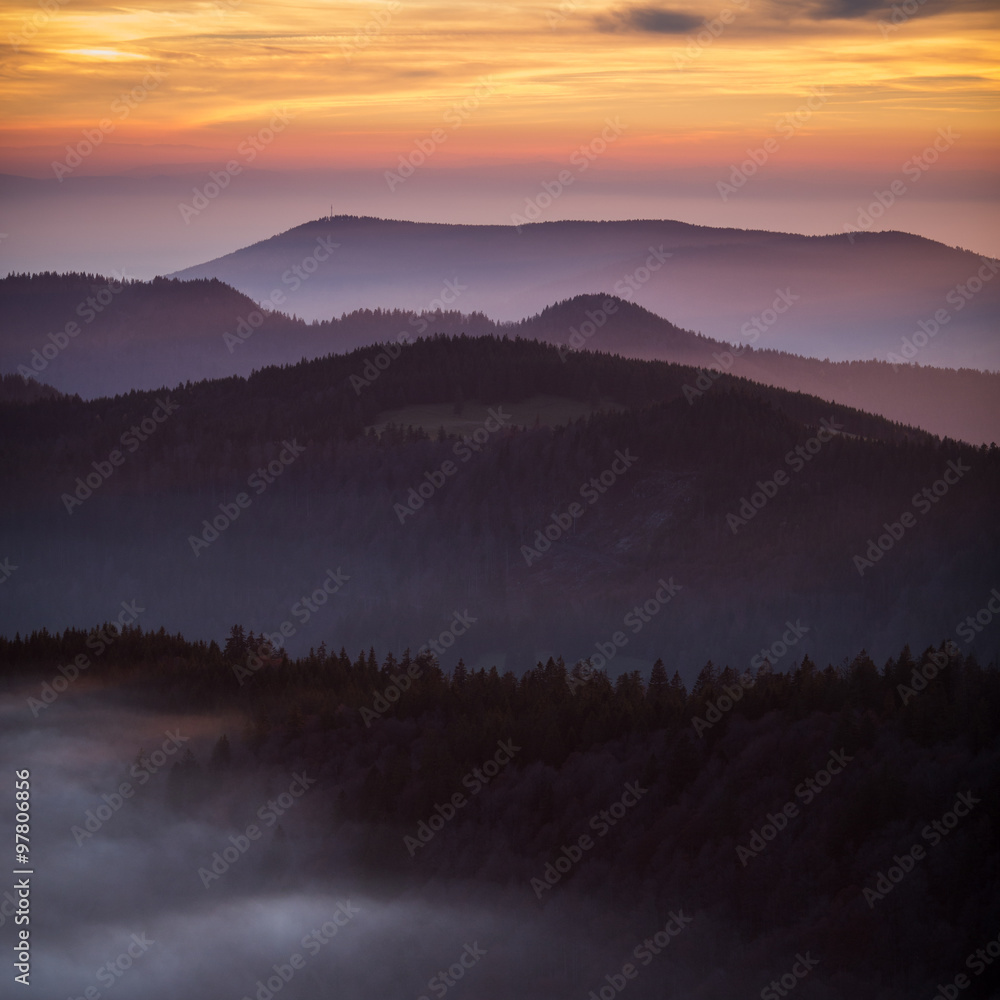 sunset in Black Forest, Germany