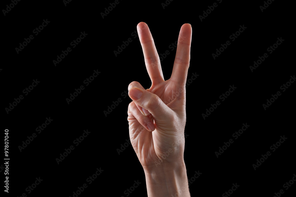 Gesture, young woman's hand indicates the direction or touch devices Gesture, young woman's hand indicates the direction or touch devices