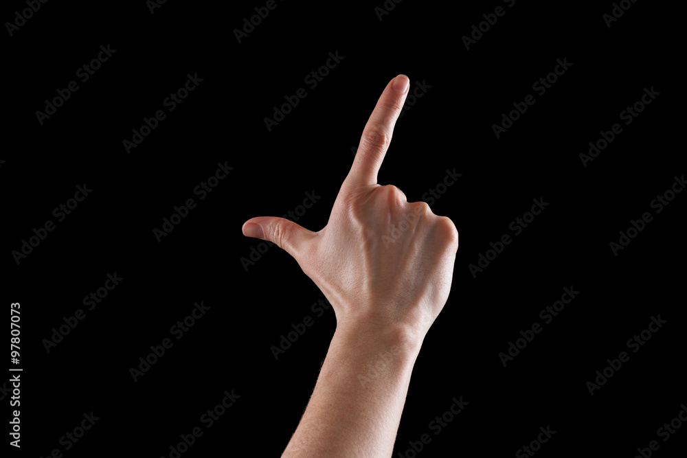 Gesture, young woman's hand indicates the direction or touch devices Gesture, young woman's hand indicates the direction or touch devices