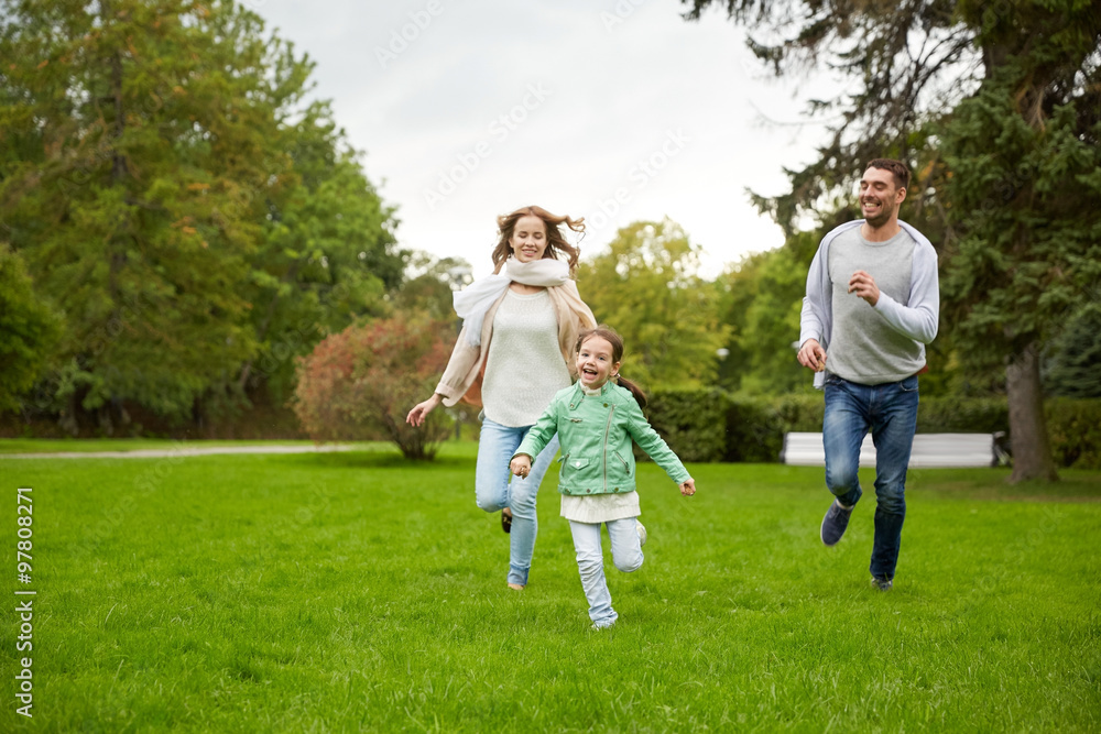 Fototapeta premium happy family walking in summer park