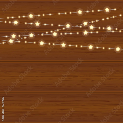 vector realistic lantern garland on wood background
