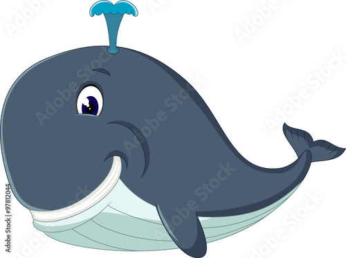 illustration of Happy cartoon whale