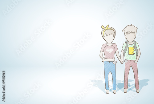teenage couple / young couple holding hands