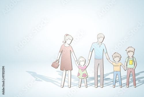family / happy large family  holding hands