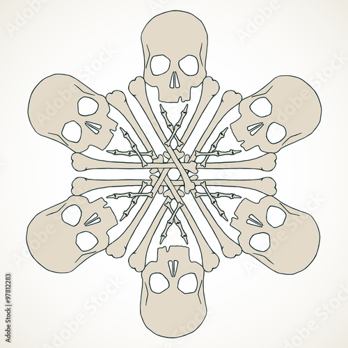 Skulls and bones jolly snowlake