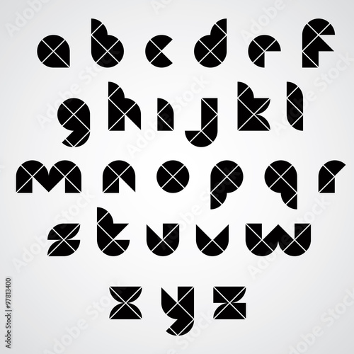 Digital style simple geometric font made with rhombuses.
