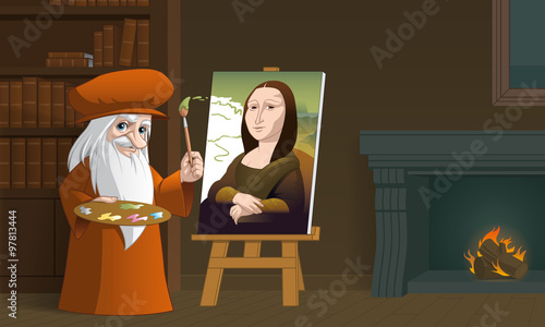  Leonardo da Vinci painting the Mona Lisa