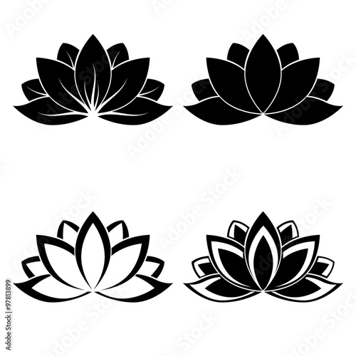 four lotus silhouettes for design vector