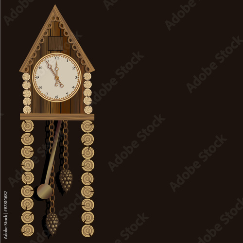 Old wooden clock with a pendulum