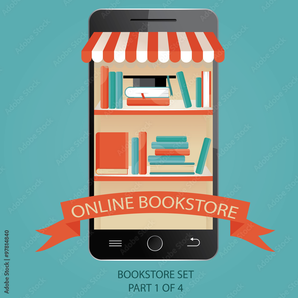 Modern vector illustration of online bookstore. E-books. Picture Modern vector illustration of online bookstore. E-books. Picture