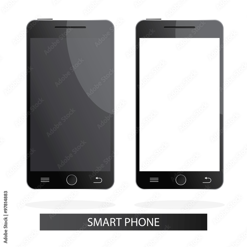 Modern vector illustration of realistic smart phones on white ba Modern vector illustration of realistic smart phones on white ba