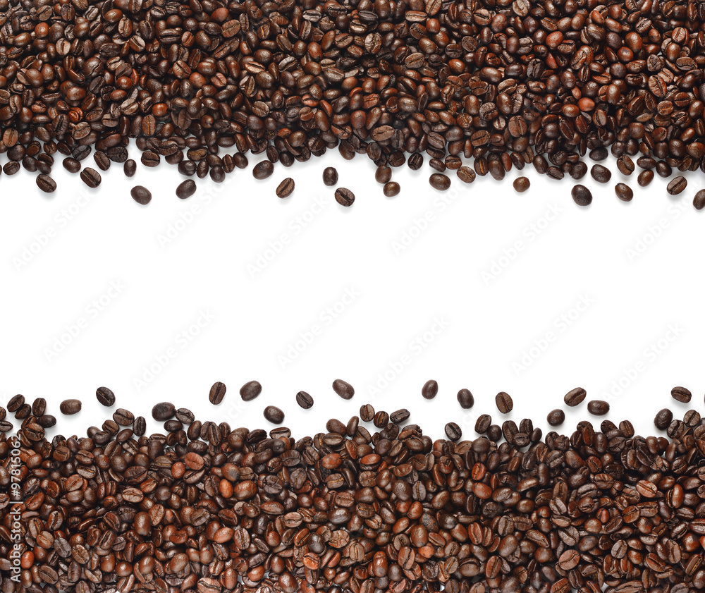 Naklejka premium Coffee beans isolated on white background,white space can be widen