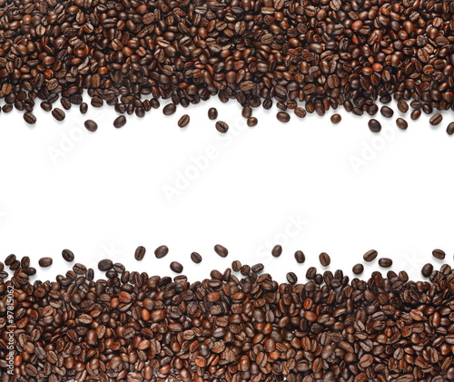 Coffee beans isolated on white background,white space can be widen