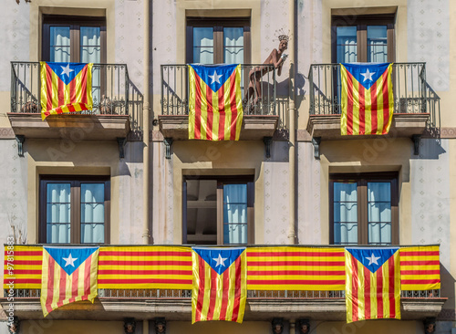 Catalonian flags on balconu photo