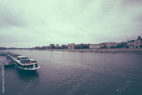 Vintage View of the city of Budapest with Danube