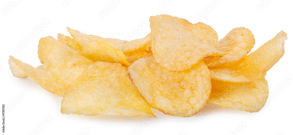 Potato chips isolated on white Potato chips isolated on white