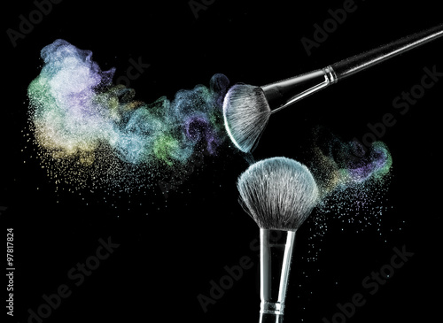 makeup brushes with powder photo