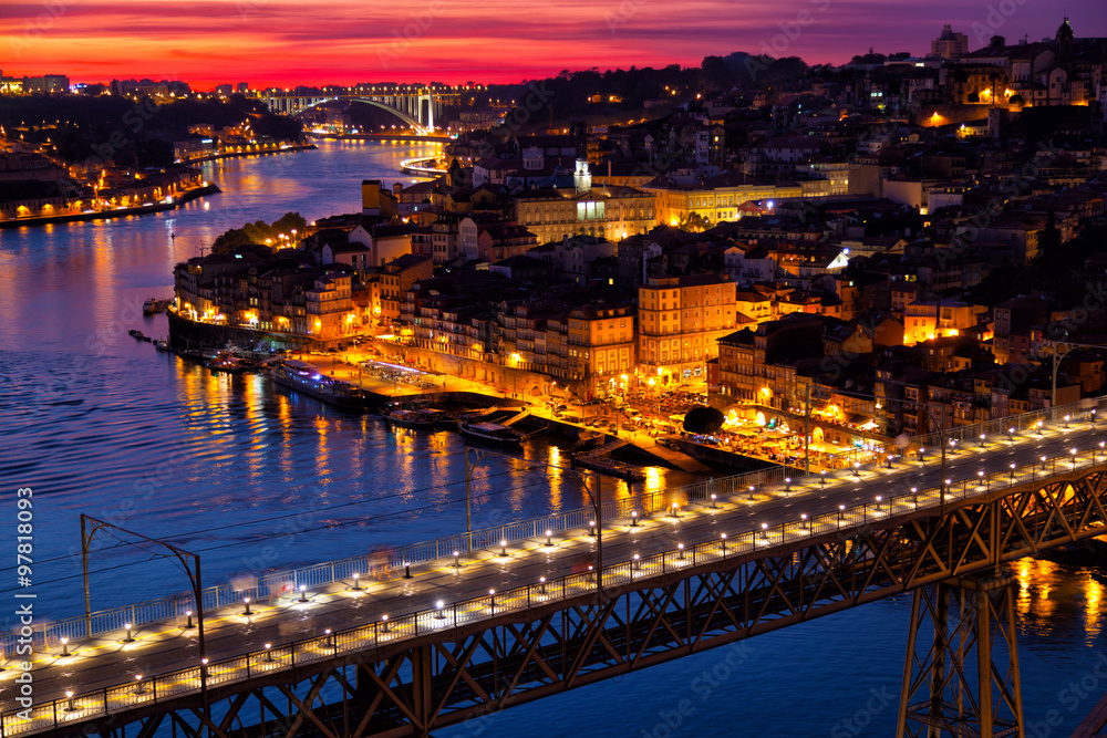 Old city of Porto at sunset, Portugal