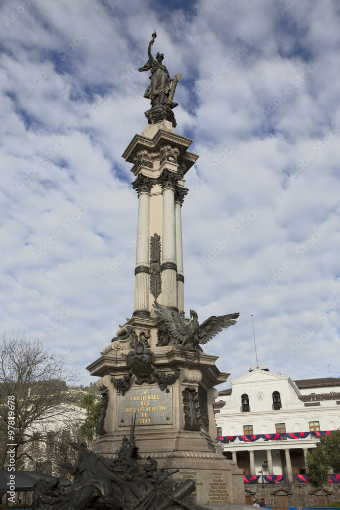 Architecture of the historic center of Quito. Colonial area in Quito is the first UNESCO World Heritage site
