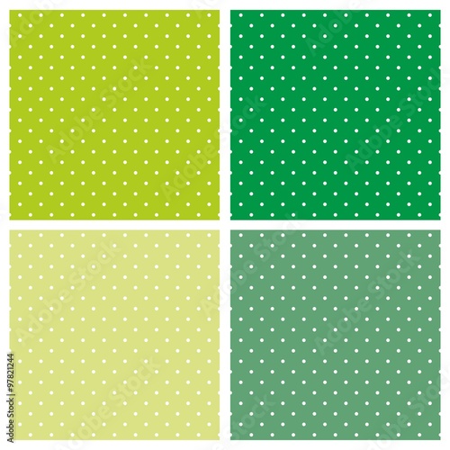 Green vector pattern set with white polka dots