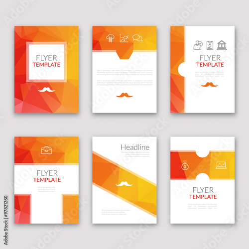 Set of brochures in poligonal style. Beautiful frames and backgrounds. Company Style for Brandbook and Guideline Identity