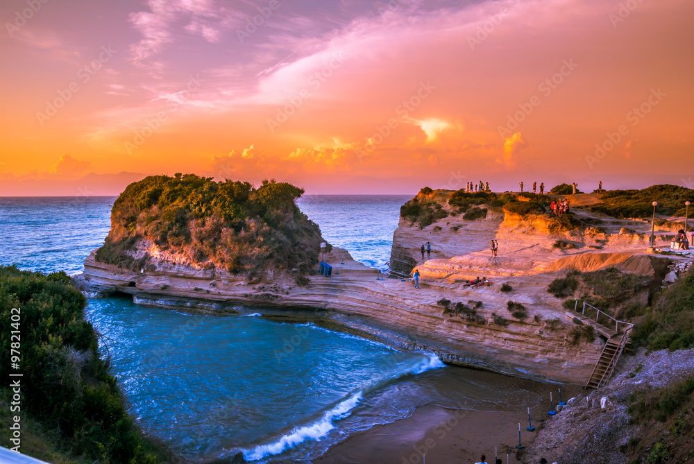 Canal d'amour Sidari, Corfu Island in Greece. Channel of love. Beautiful  Canal d'amour (channel of love in English) in sunset. Stock Photo | Adobe  Stock