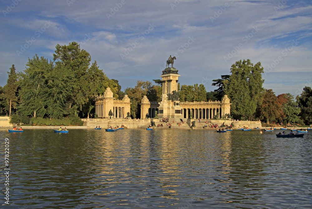 MADRID, SPAIN - AUGUST 25, 2012: The Monument to King Alfonso XII in Buen Retiro Park (El Retiro), Madrid, Spain