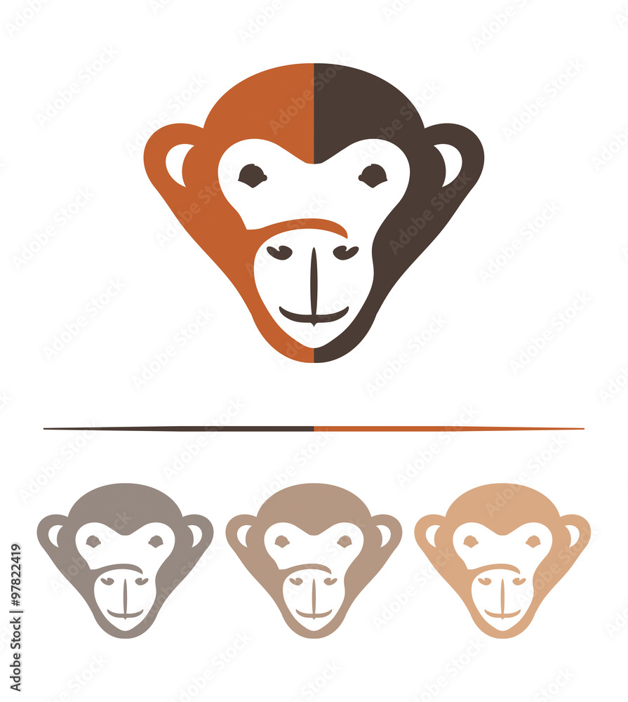 Vector sign monkey face - design template. Vector sign monkey face - design template.