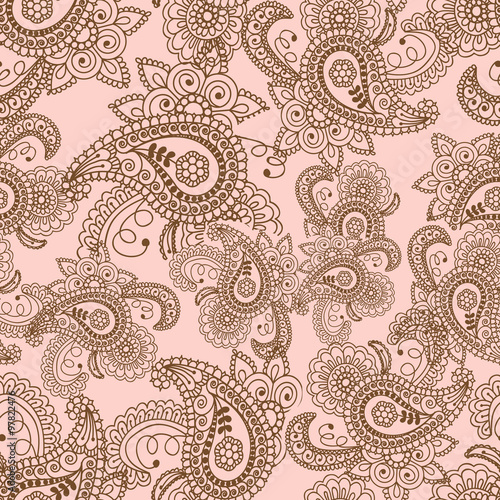 Henna Mehndi Doodles Abstract Floral Paisley Design Elements, Ma