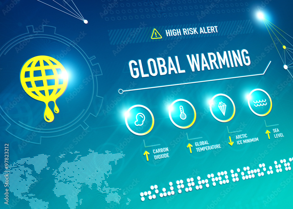 Global Warming/ Global warming infographic shows key metrics that are