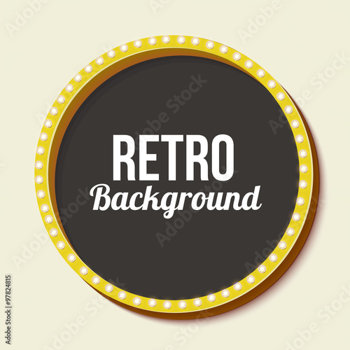 Retro frame circle with neon lights