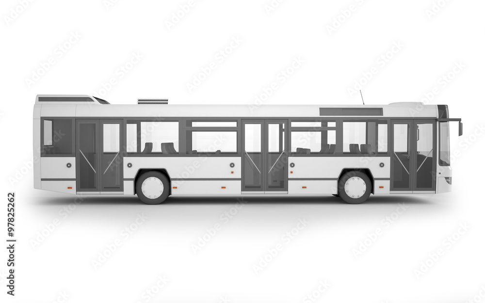 Bus mock up on white background, 3D illustration Bus mock up on white background, 3D illustration