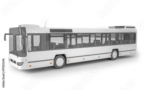 Bus mock up on white background, 3D illustration