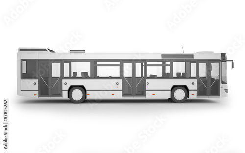 Bus mock up on white background, 3D illustration