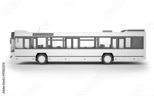Bus mock up on white background, 3D illustration