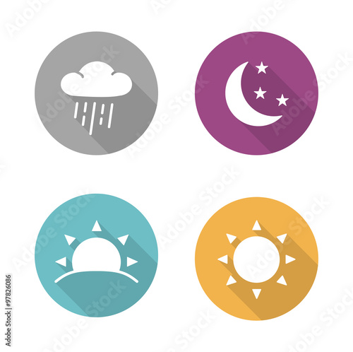 Times of day flat design icons set