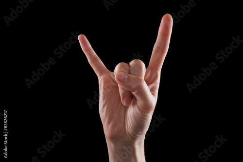 Human hand gesture isolated. Rock sign.