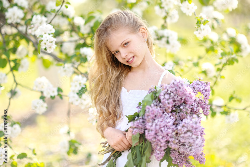 portrait of little girl outdoors in summer portrait of little girl outdoors in summer