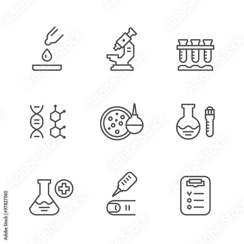 Set line icons of medical analysis