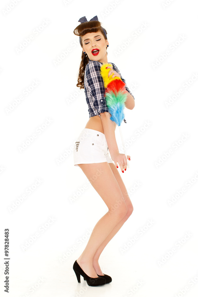 Young cleaning woman. Young cleaning woman.