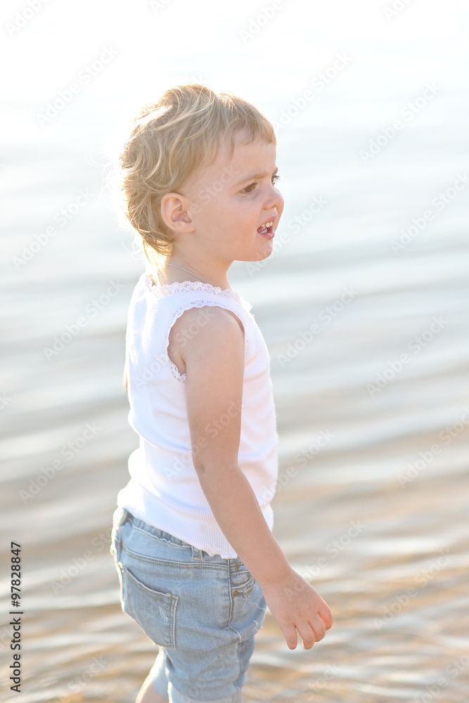 portrait of little girl outdoors in summer portrait of little girl outdoors in summer