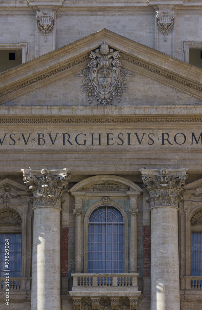 Fototapeta premium Close up of the Vatican Balcony where Pope stands, in St.Peter Square, Rome